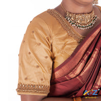 Dark Ivory Silk Cloth Blouse with Bird design Design