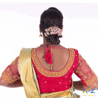 Punch Pink Silk Cloth Blouse with Pendent design Design