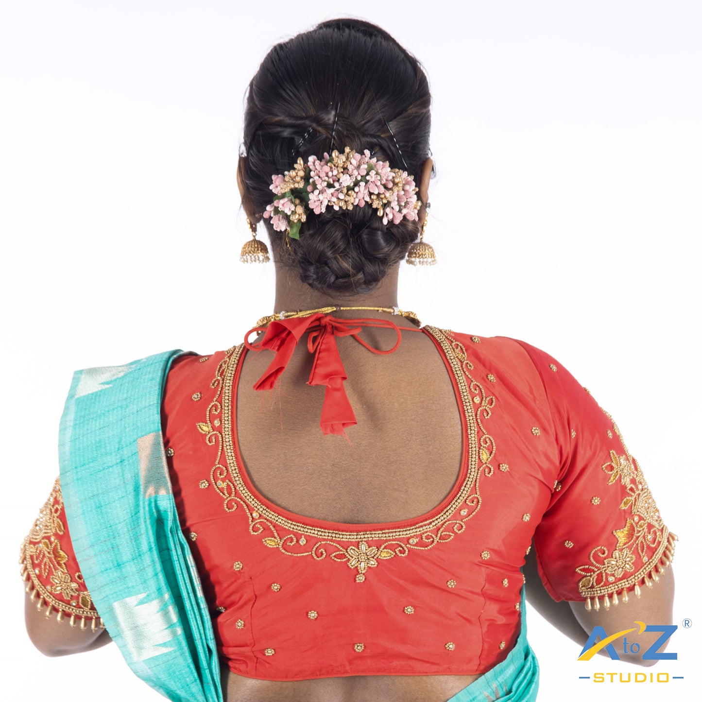 Light Red Silk Cloth Blouse with Deepa design Design