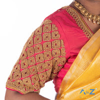 Jari pink Silk Cloth Blouse with Kite of chain Design