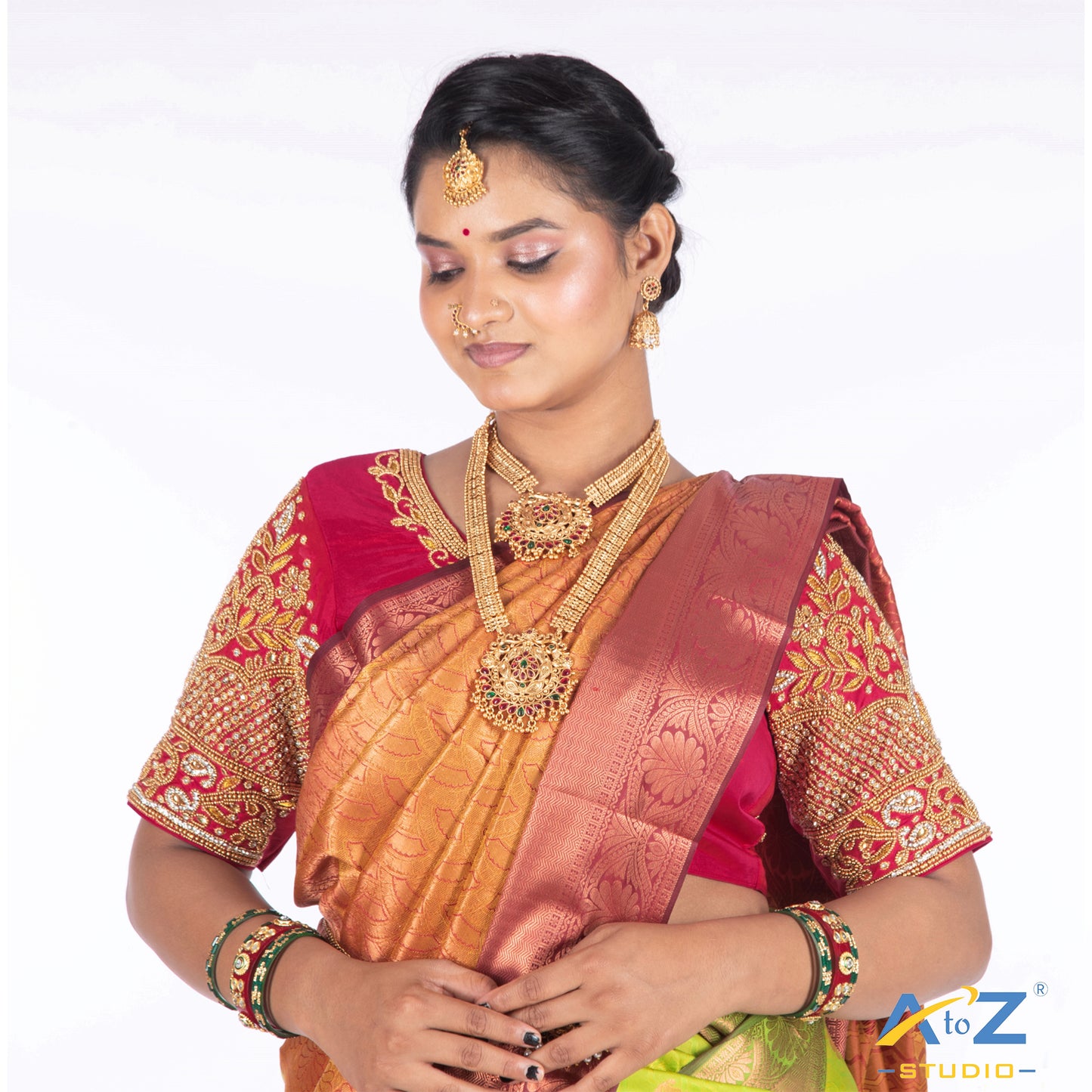 brink pink Silk Cloth Blouse with Leaves and Flower Design