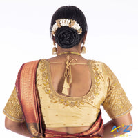 Ivory Silk Cloth Blouse with Small Peacock and square chain Design