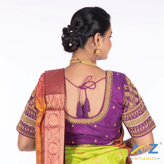 Bright purple Silk Cloth Blouse with Kite Design