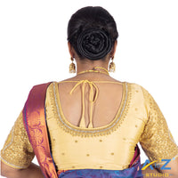 Ivory Silk Cloth Blouse with Small leaf and chain work Design