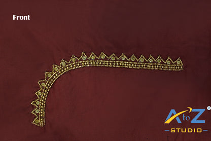 Light Brick Silk Blouse Piece With Aari Work