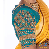 Dark Blue Silk Cloth Blouse with Kite Design