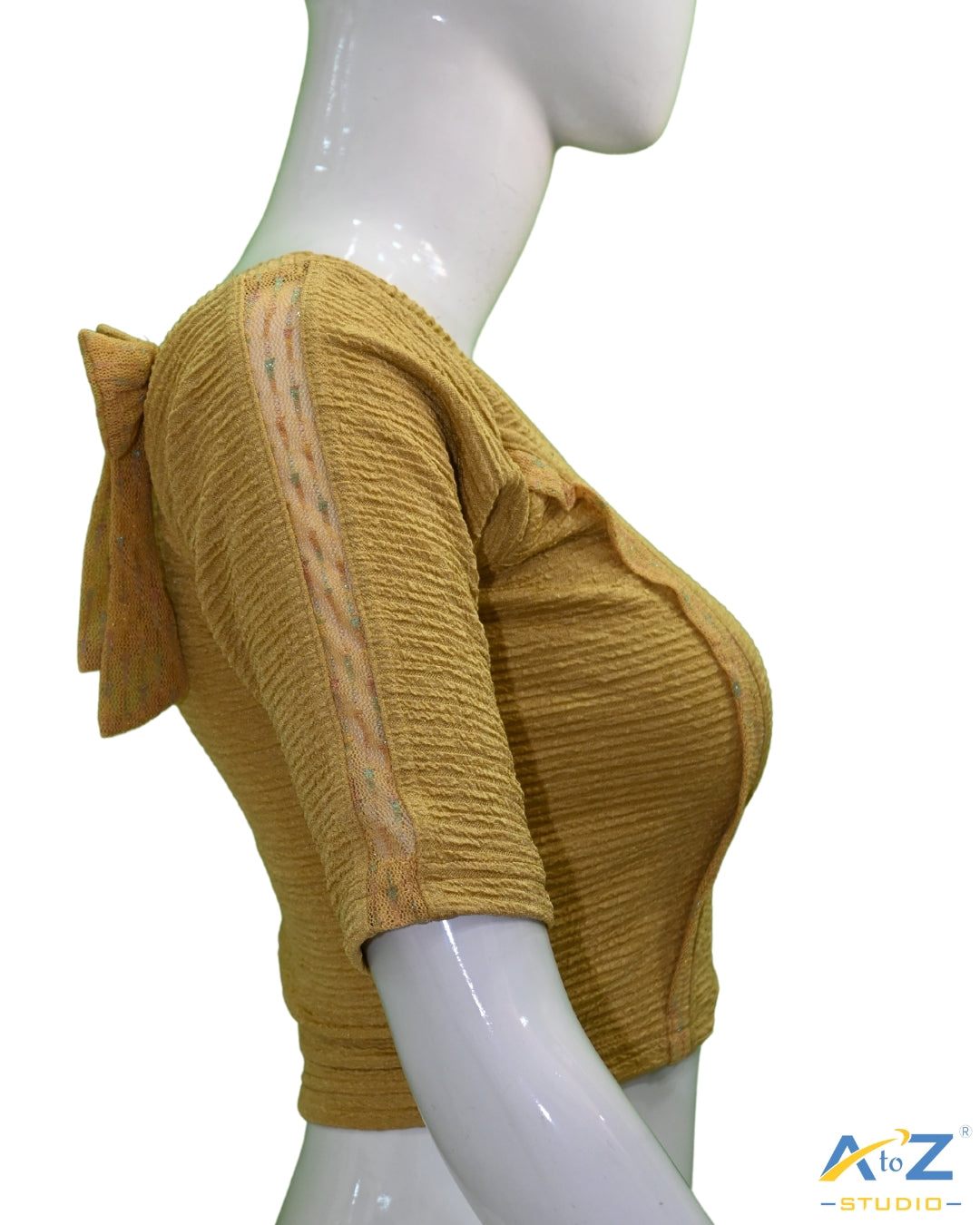 Dark Chiku Crush Blouse with Tissue Lines