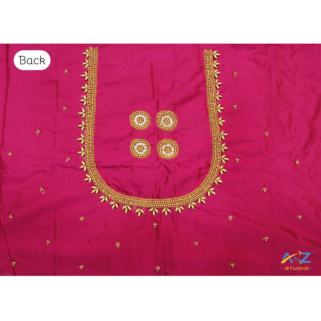 Magenta Silk Blouse Piece With Aari Work