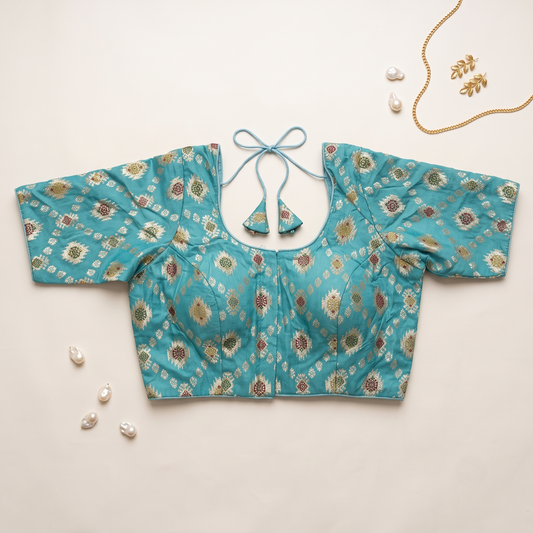 Rama Banaras Silk Brocade Blouse with Zari Geometric Butta