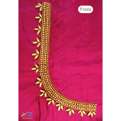 Magenta Silk Blouse Piece With Aari Work