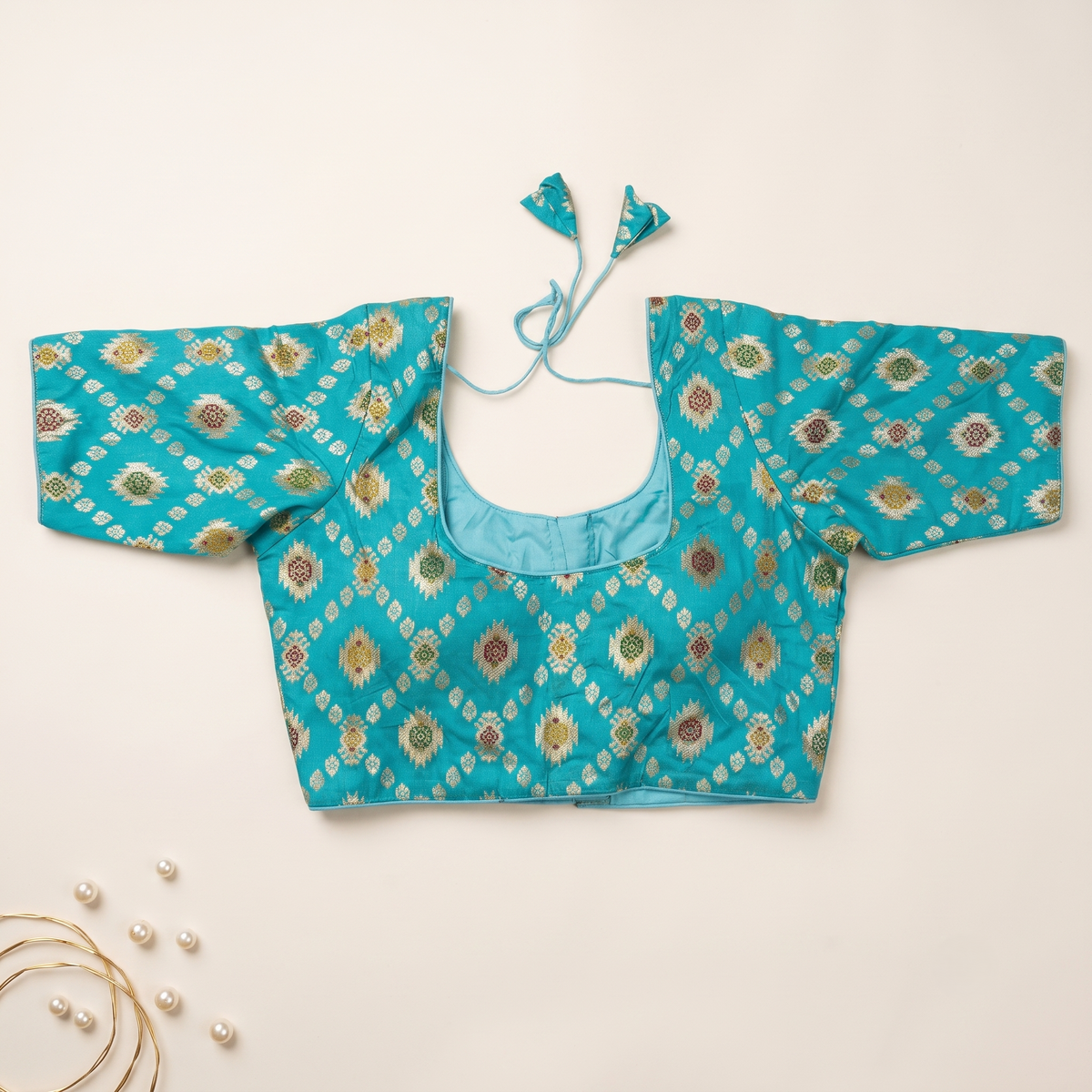 Rama Banaras Silk Brocade Blouse with Zari Geometric Butta