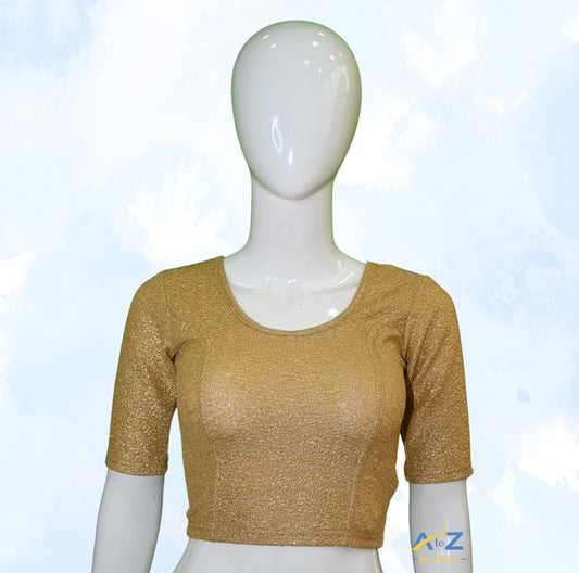 Brass Gold Tissue Lycra Blouse with Golden Crumble