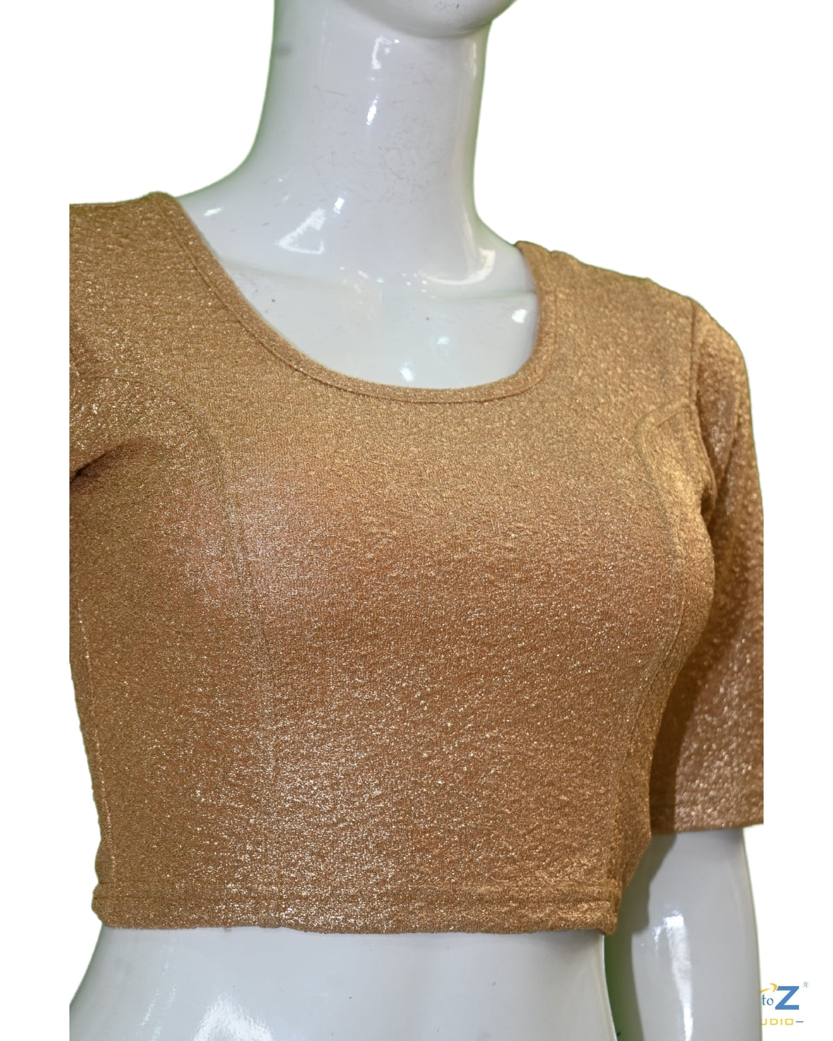 Copper Gold Tissue Lycra Blouse with Golden Crumble