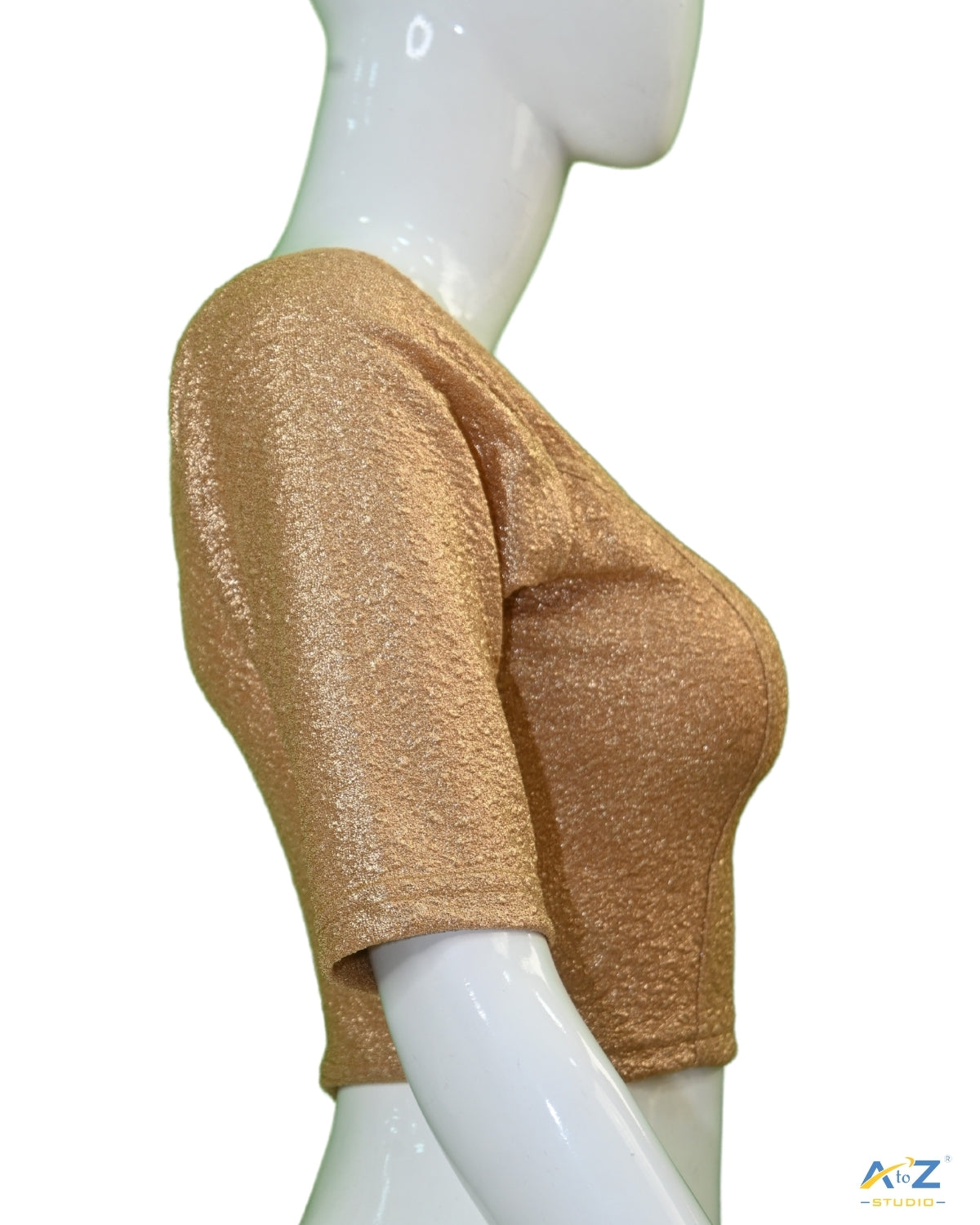 Copper Gold Tissue Lycra Blouse with Golden Crumble