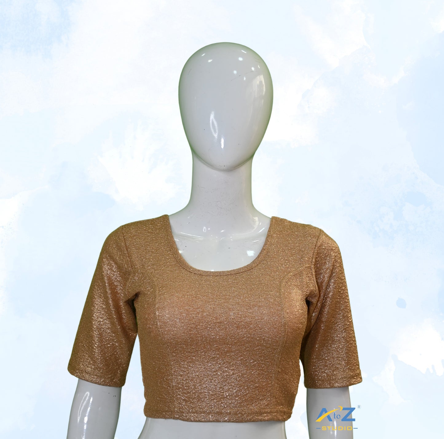 Copper Gold Tissue Lycra Blouse with Golden Crumble