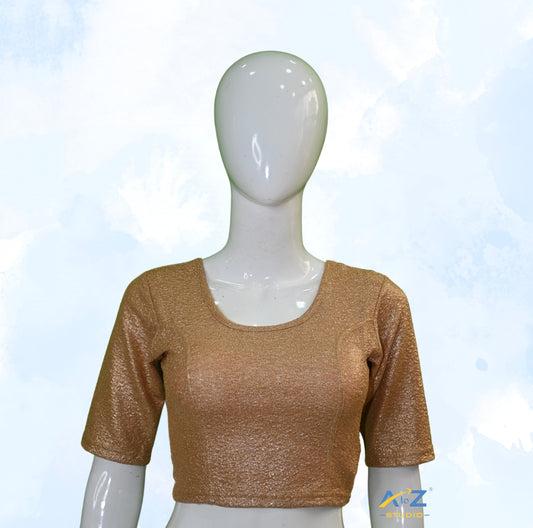 Copper Gold Tissue Lycra Blouse with Golden Crumble