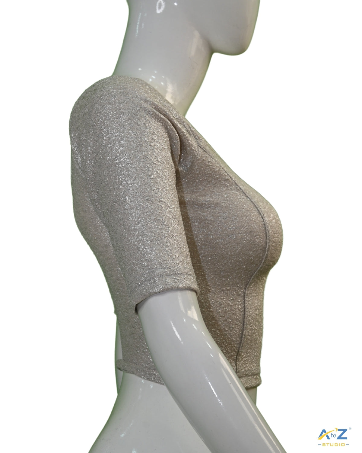 Dark Silver Tissue Lycra Blouse with Golden Crumble