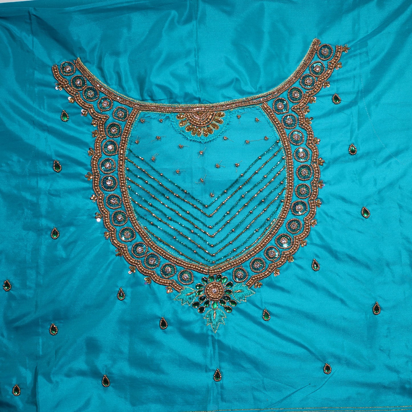 Turquoise Radiance Designer Blouse Piece