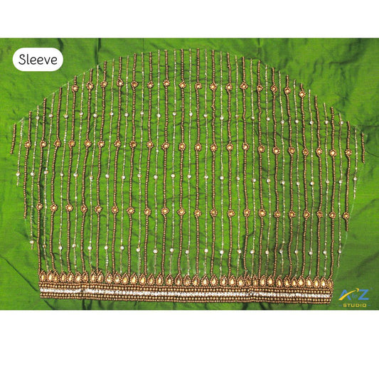 Mehendi Silk Blouse Piece With Aari Work