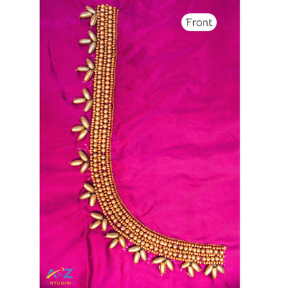 Plum Silk Blouse Piece With Aari Work