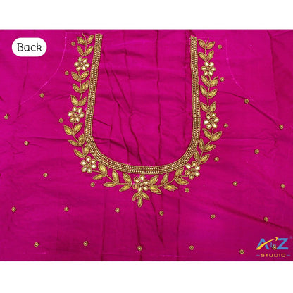 Fandango Silk Blouse Piece With Aari Work