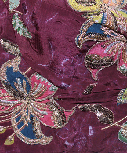 BloodRed Velvet Floral Zardozi Embroidered Blouse