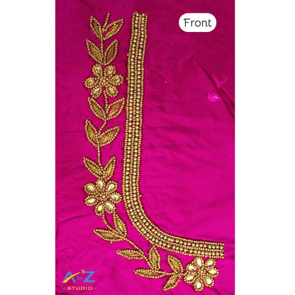 Fandango Silk Blouse Piece With Aari Work