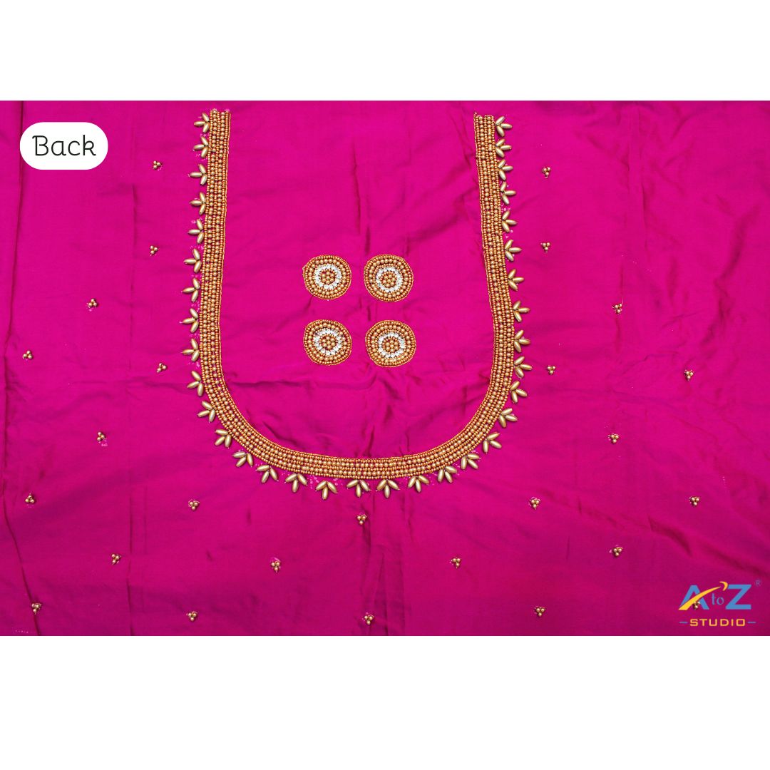 Plum Silk Blouse Piece With Aari Work