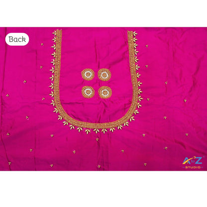 Plum Silk Blouse Piece With Aari Work