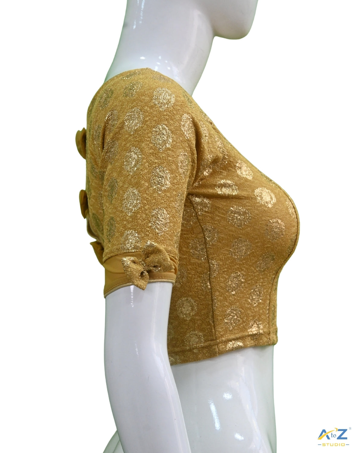 Dark Chiku Crush Blouse with Golden Mango Print