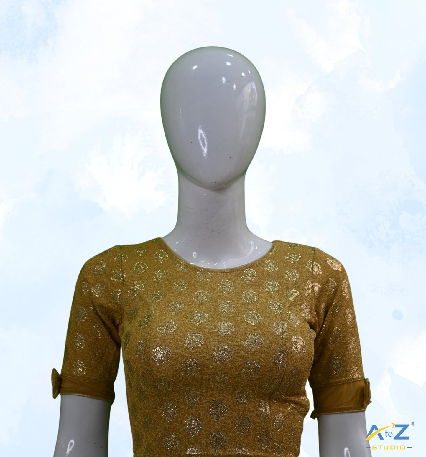 Dark Chiku Crush Blouse with Golden Mango Print