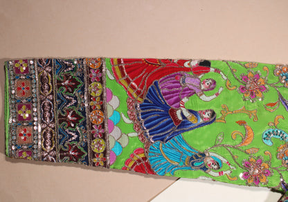 Lime Green Silk Blouse with Hand-Crafted Traditional Dancer Border & Zardosi Work