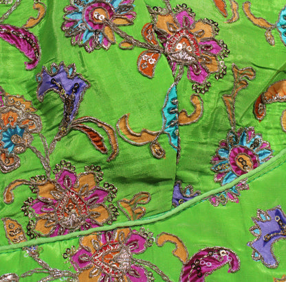 Lime Green Silk Blouse with Hand-Crafted Traditional Dancer Border & Zardosi Work
