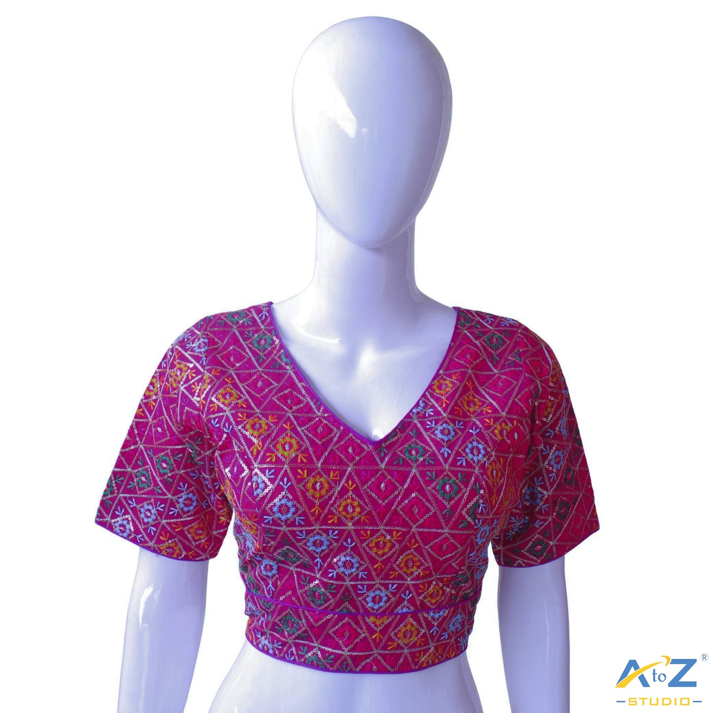 Hand-Embroidered Magenta Bridal Choli