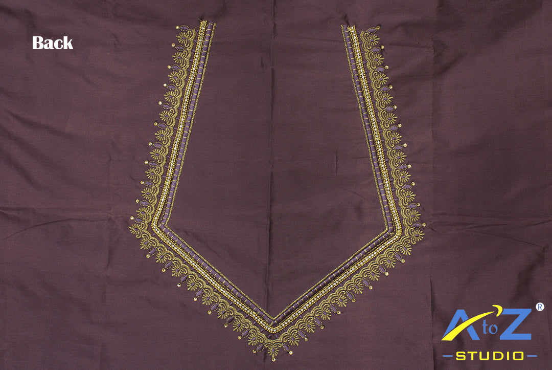 Light Lavender Silk Blouse Piece With Machine Work