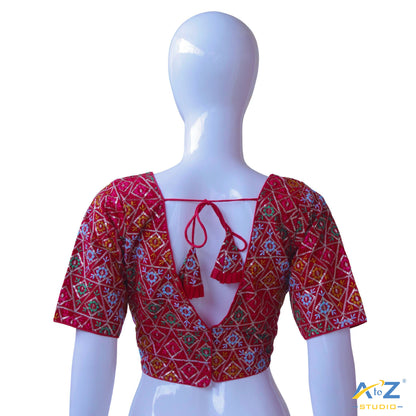 Hand-Embroidered Red Bridal Choli