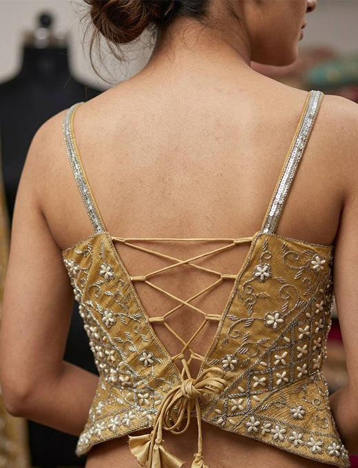Gold Embroidered Designer Corset Blouse