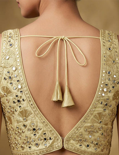 Yellow Mirror Work Designer Blouse ✨👑