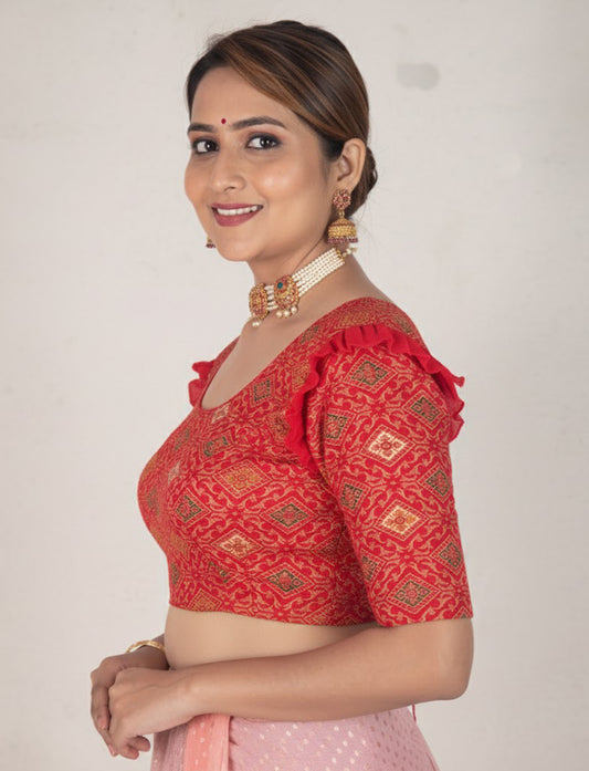 Red Crush Blouse with Kite Print