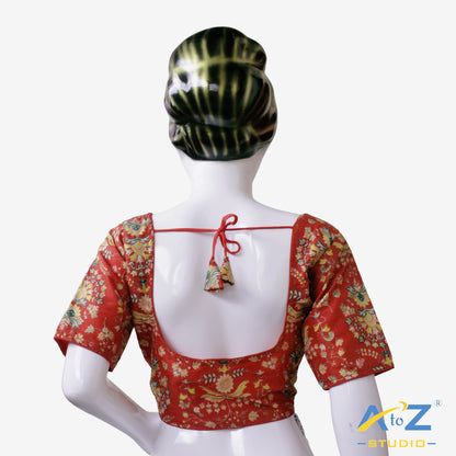 Red Vermilion Festive Embroidered Blouse