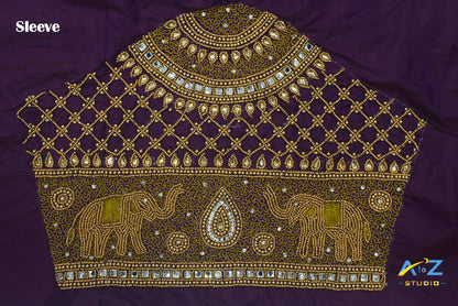 Grape Silk Blouse Piece With Aari Work