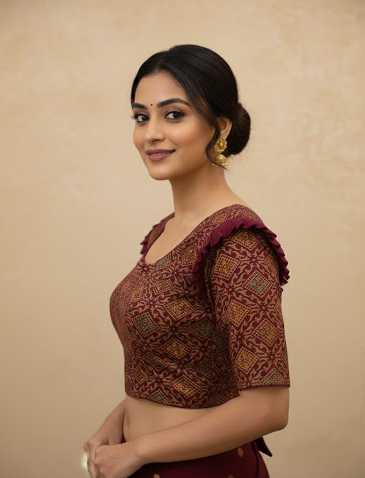 Wine  Crush Blouse with Kite Print