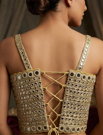 Gold Mirror Work Designer Corset Blouse