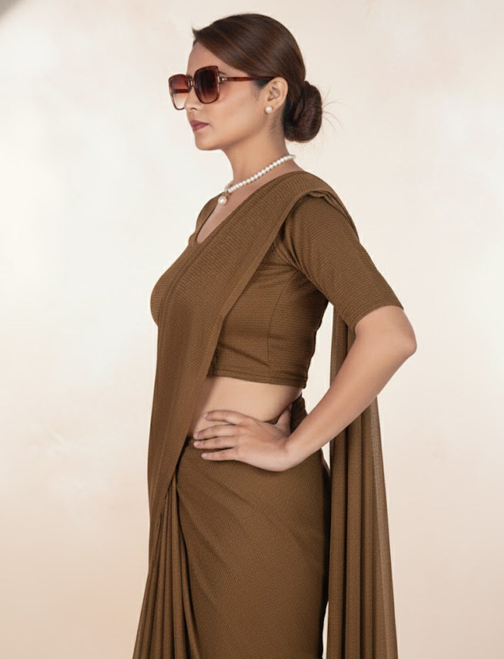 Light Coffee Crush Blouse with Tissue Lines