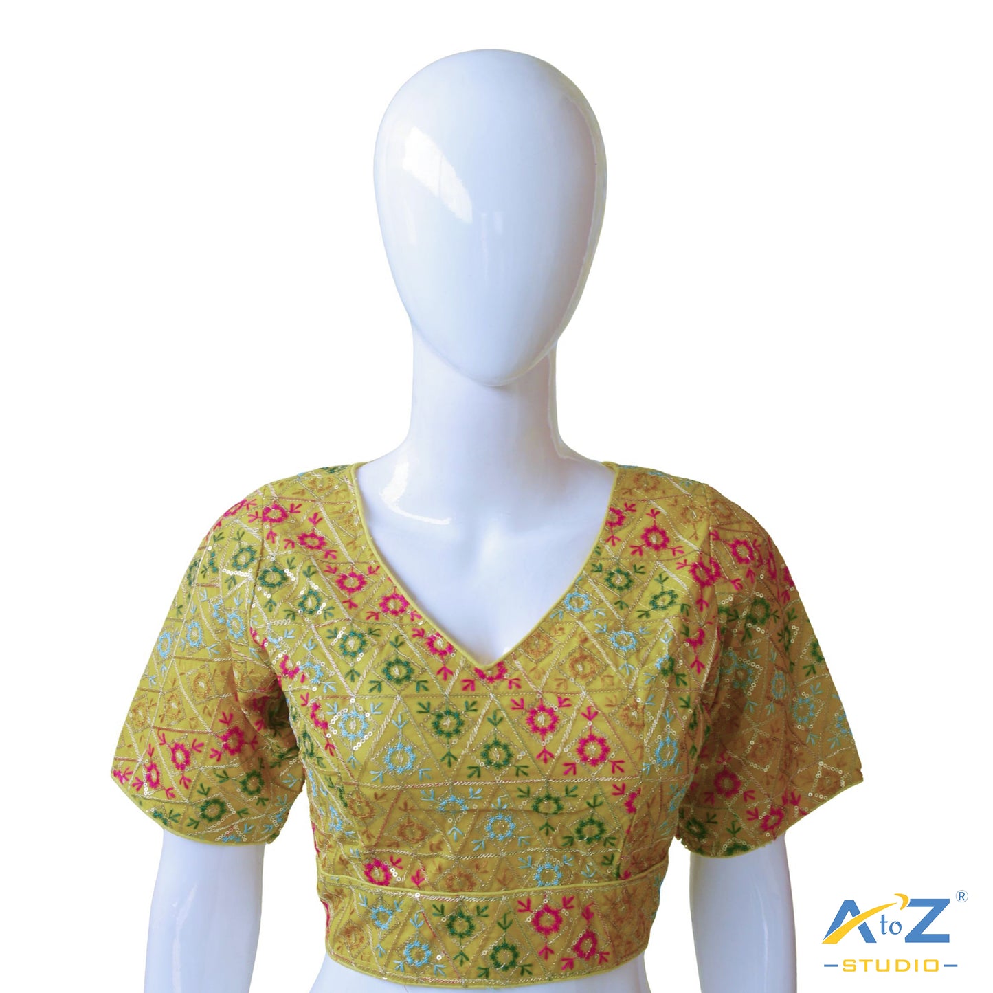 Hand-Embroidered Yellow Bridal Choli