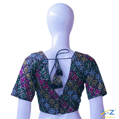 Hand-Embroidered Black Bridal Choli