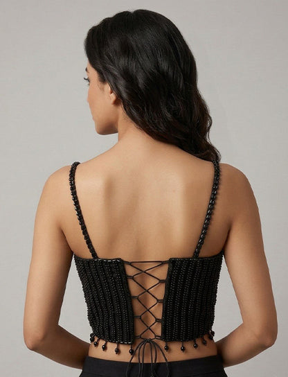 Black Beaded Designer Blouse 🖤
