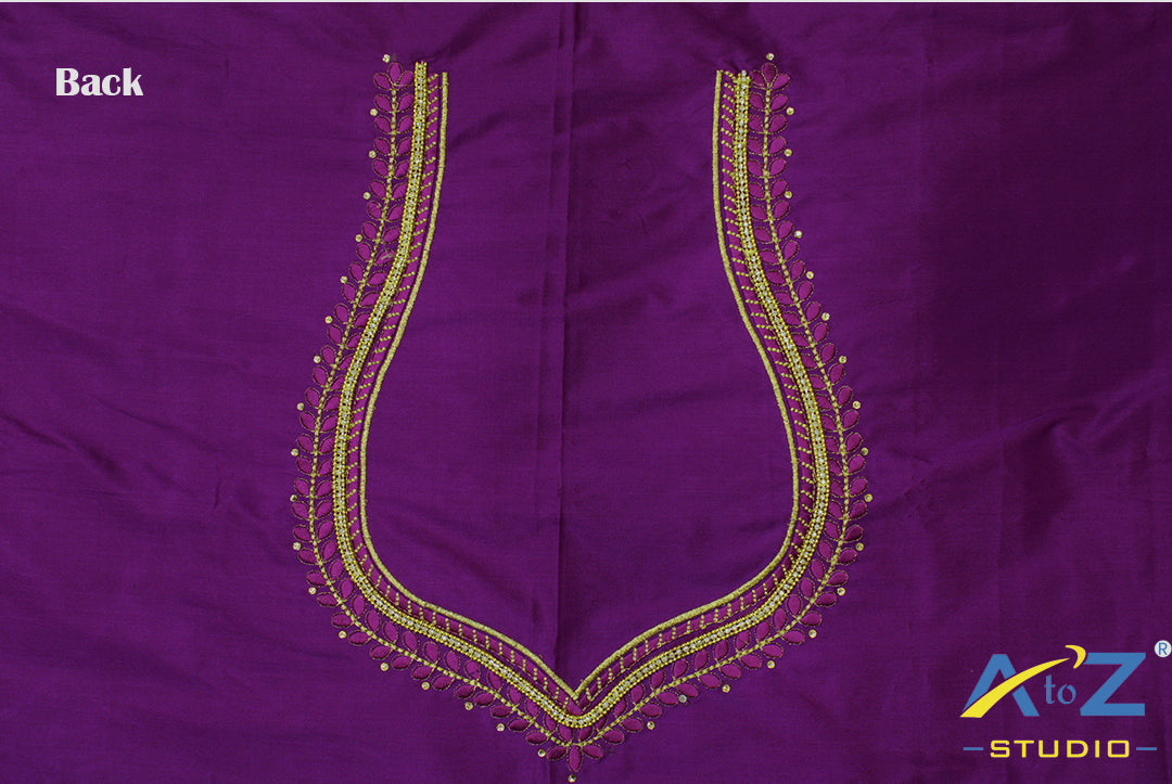 Orchid Purple Silk Blouse Piece With Machine Work