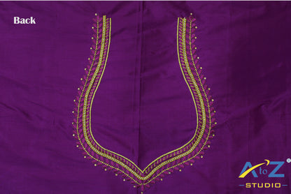 Orchid Purple Silk Blouse Piece With Machine Work