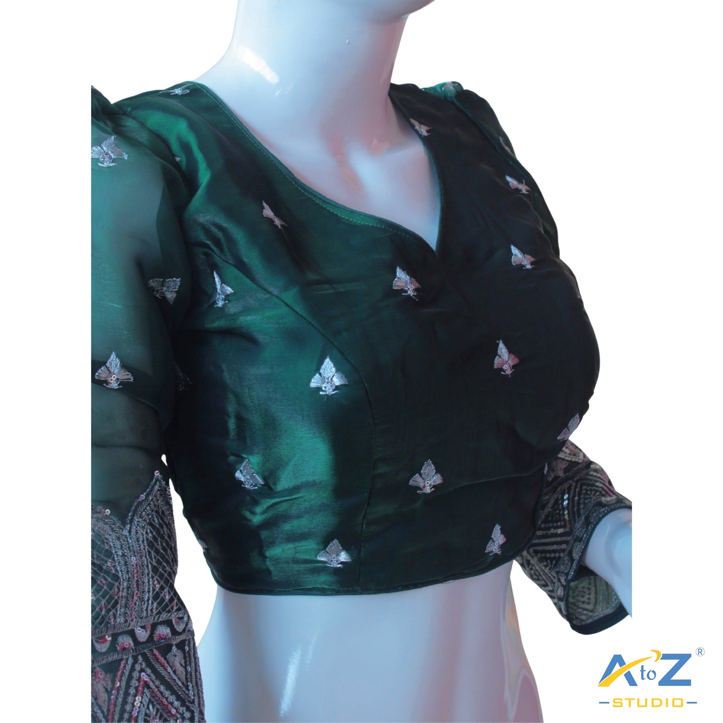 Bottle Green Silk Blouse